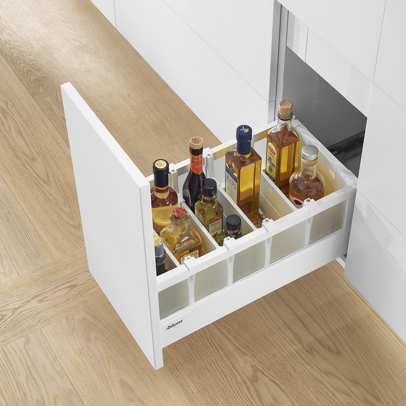 Orga-line drawer divider provide easy to use bottle storage